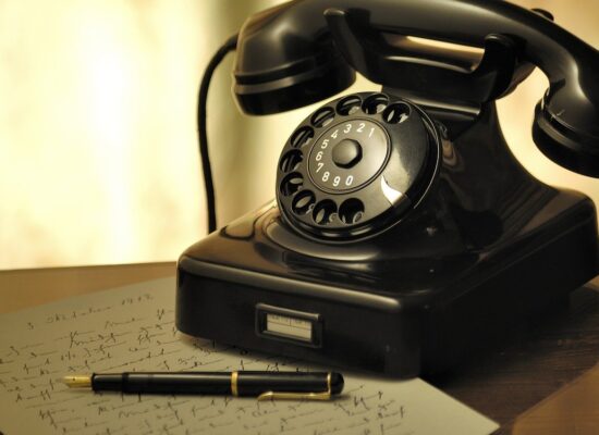 ancient phone, letter, fountain pen
